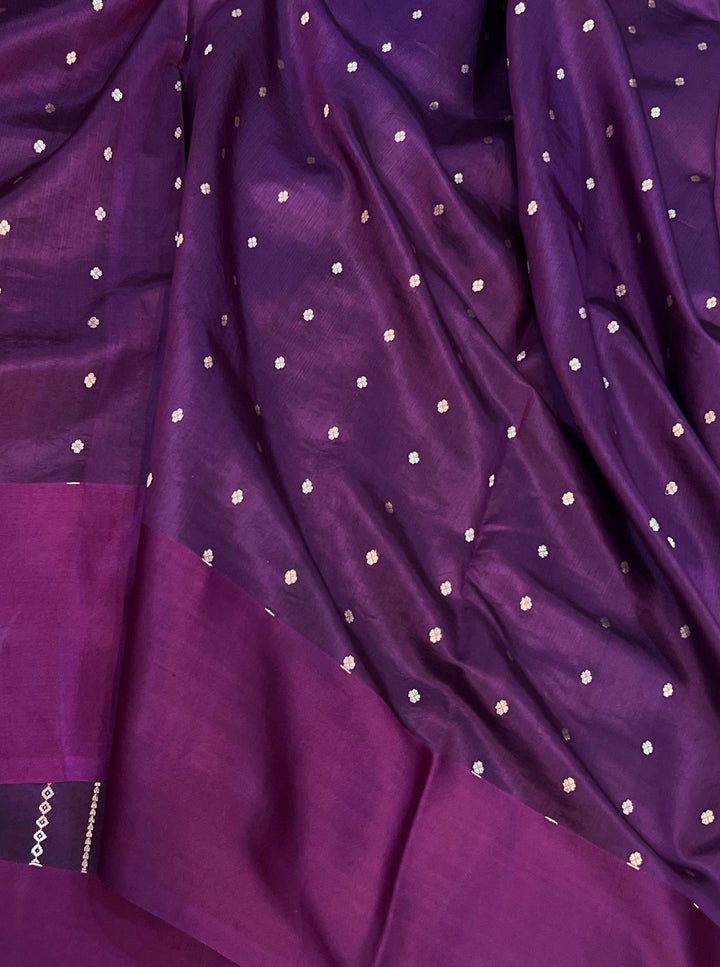 Wine Pure Banarasi Handloom Silk Saree - Aura Benaras