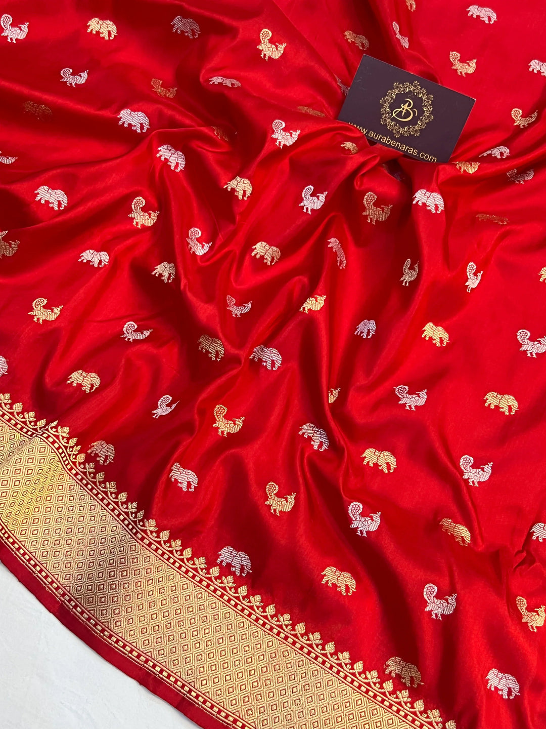 Bridal Red Pure Katan Silk Handloom Banarasi Saree