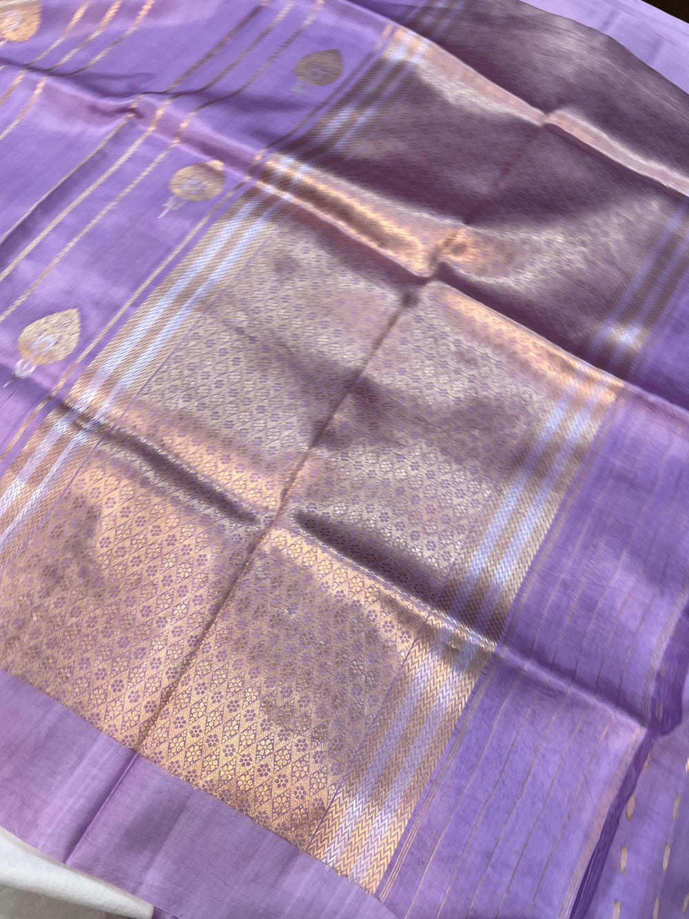 Lavender Pure Banarasi Handloom Silk Saree - Aura Benaras