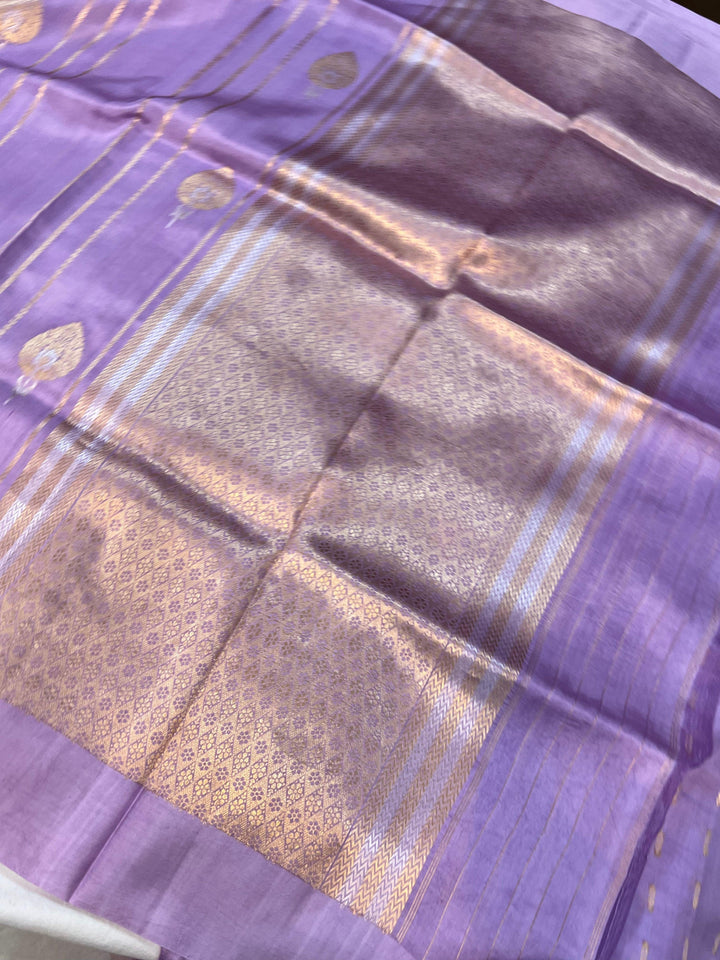 Lavender Pure Banarasi Handloom Silk Saree - Aura Benaras