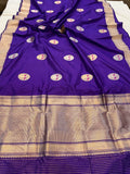 Purple Banarasi Handloom Katan Silk Saree - Aura Benaras