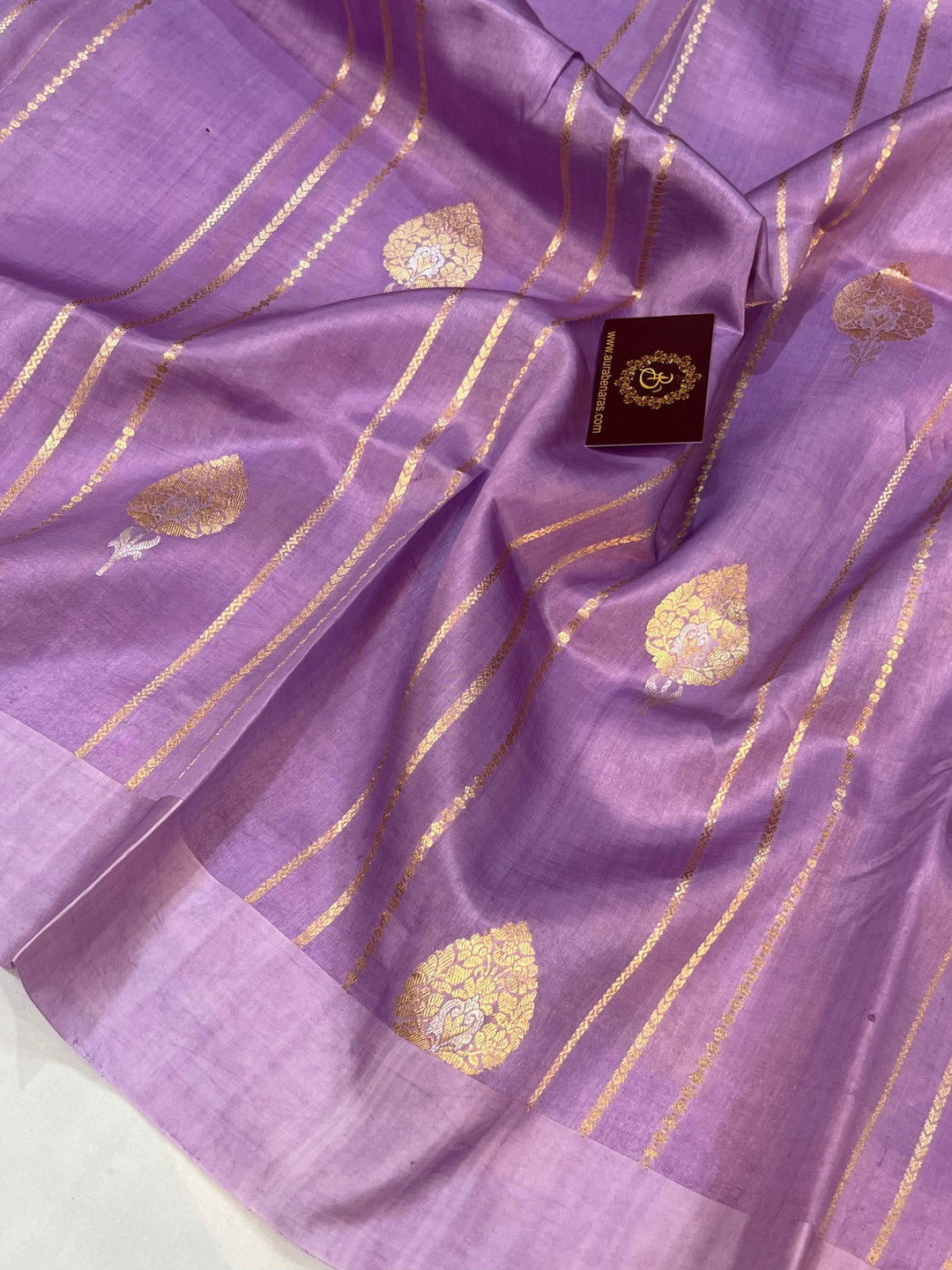 Lavender Pure Banarasi Handloom Silk Saree - Aura Benaras