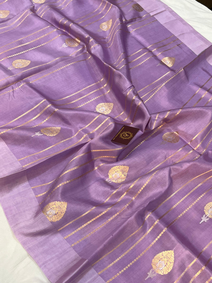 Lavender Pure Banarasi Handloom Silk Saree - Aura Benaras