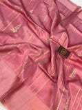 Pastel Pink Pure Banarasi Handloom Silk Saree - Aura Benaras