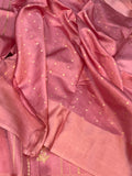 Pastel Pink Pure Banarasi Handloom Silk Saree - Aura Benaras