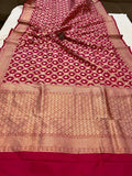 Maharani Pink Pure Banarasi Handloom Katan Silk Saree - Aura Benaras