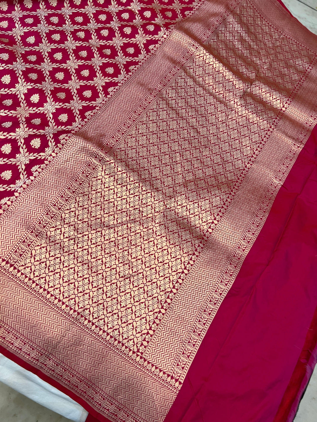 Maharani Pink Pure Banarasi Handloom Katan Silk Saree - Aura Benaras