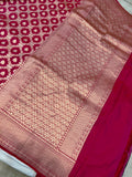 Maharani Pink Pure Banarasi Handloom Katan Silk Saree - Aura Benaras