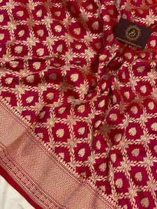 Maharani Pink Pure Banarasi Handloom Katan Silk Saree - Aura Benaras