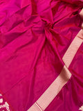 Maharani Pink Pure Banarasi Handloom Katan Silk Saree - Aura Benaras