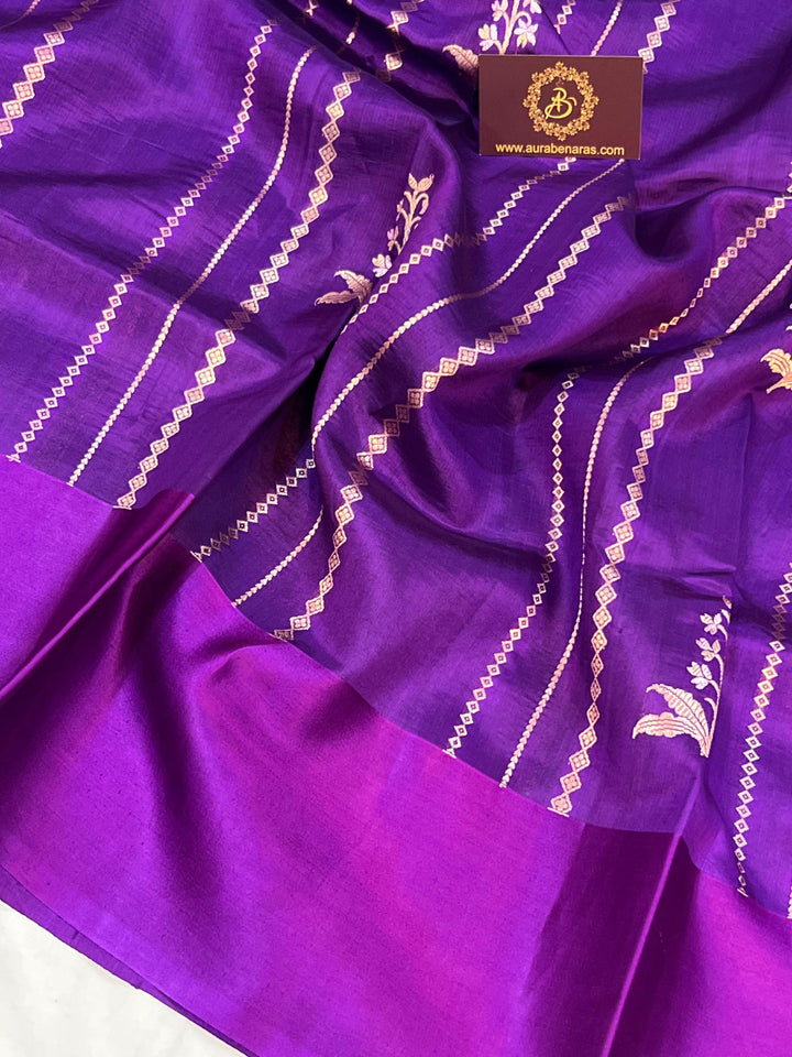 Purple Pure Banarasi Handloom Silk Saree - Aura Benaras