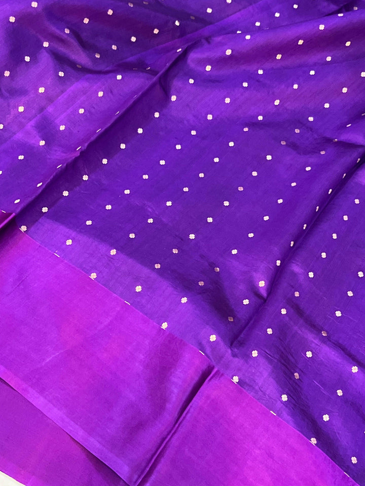 Purple Pure Banarasi Handloom Silk Saree - Aura Benaras