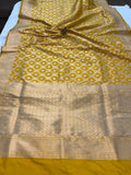 Yellow Pure Banarasi Handloom Katan Silk Saree - Aura Benaras