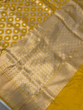 Yellow Pure Banarasi Handloom Katan Silk Saree - Aura Benaras