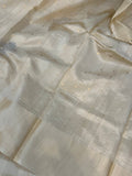 Cream Pure Banarasi Handloom Silk Saree - Aura Benaras