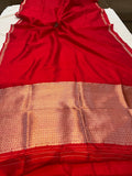 Red Pure Banarasi Handloom Silk Saree - Aura Benaras