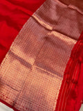 Red Pure Banarasi Handloom Silk Saree - Aura Benaras