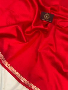 Red Pure Banarasi Handloom Silk Saree - Aura Benaras