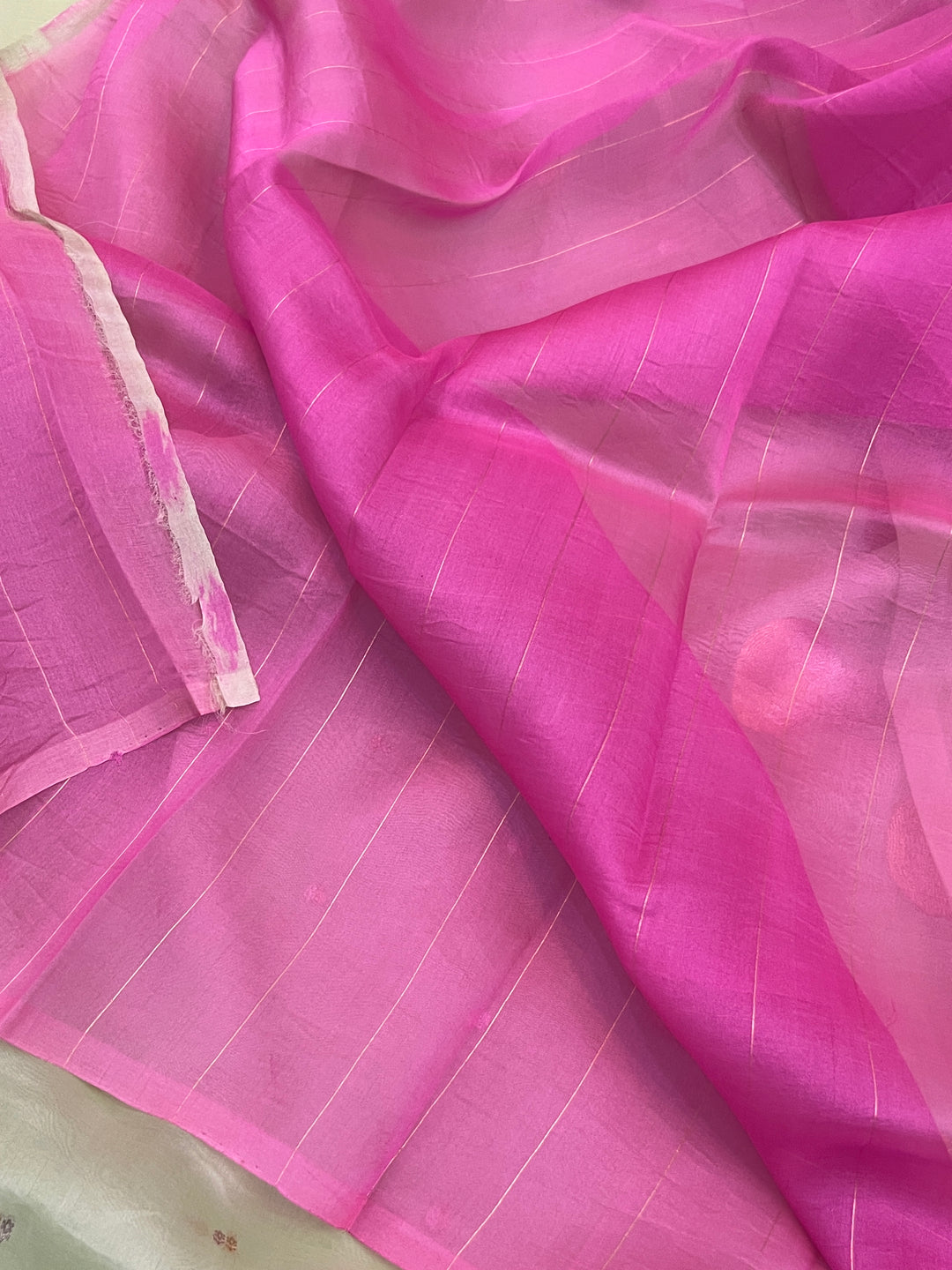 Pastel Mint Green Pure Kora Silk Handloom Banarasi Saree