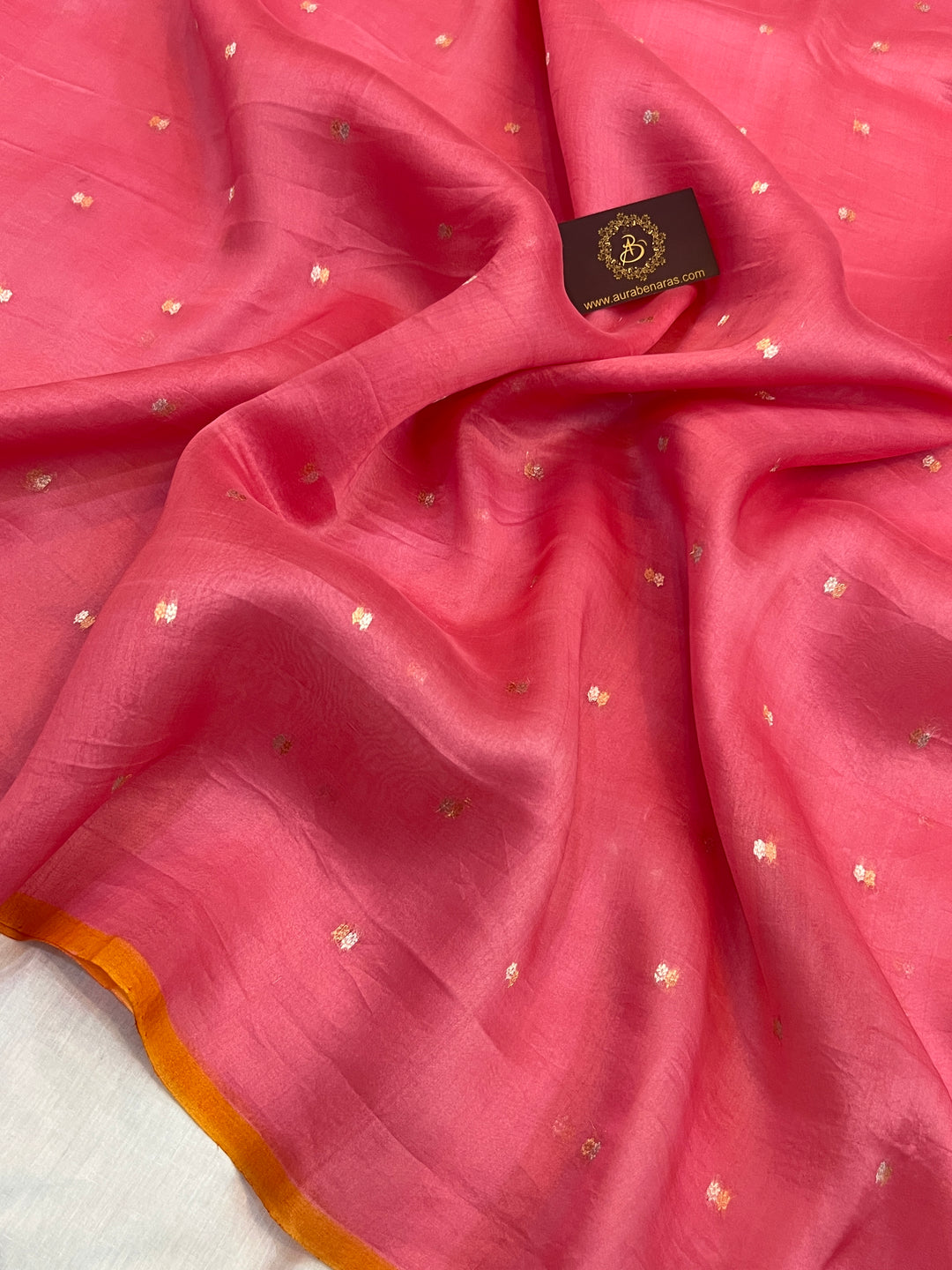 Onion pink Pure Kora Silk Handloom Banarasi Saree