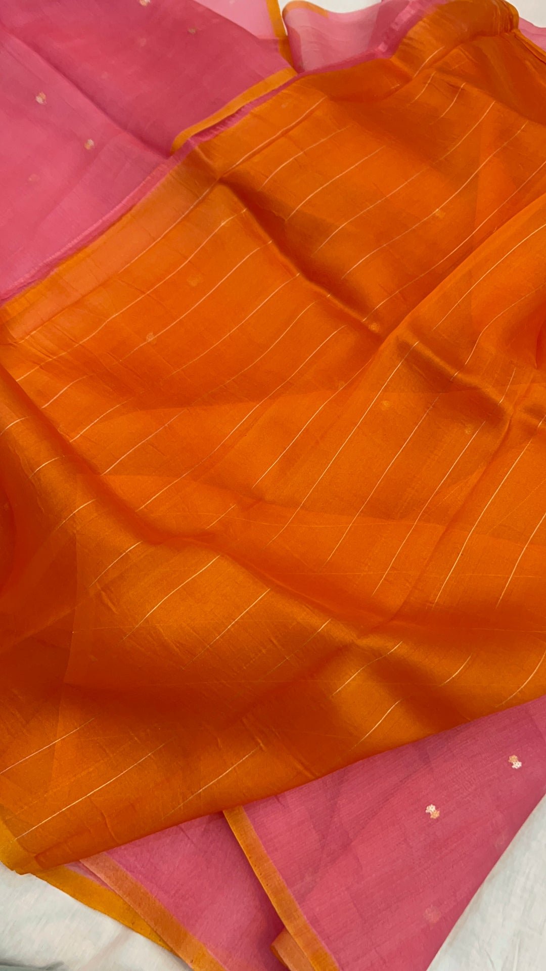 Rose Pink Pure Kora Silk Handloom Banarasi Saree
