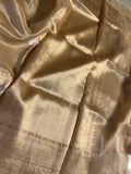 Golden Pure Banarasi Handloom Silk Saree - Aura Benaras