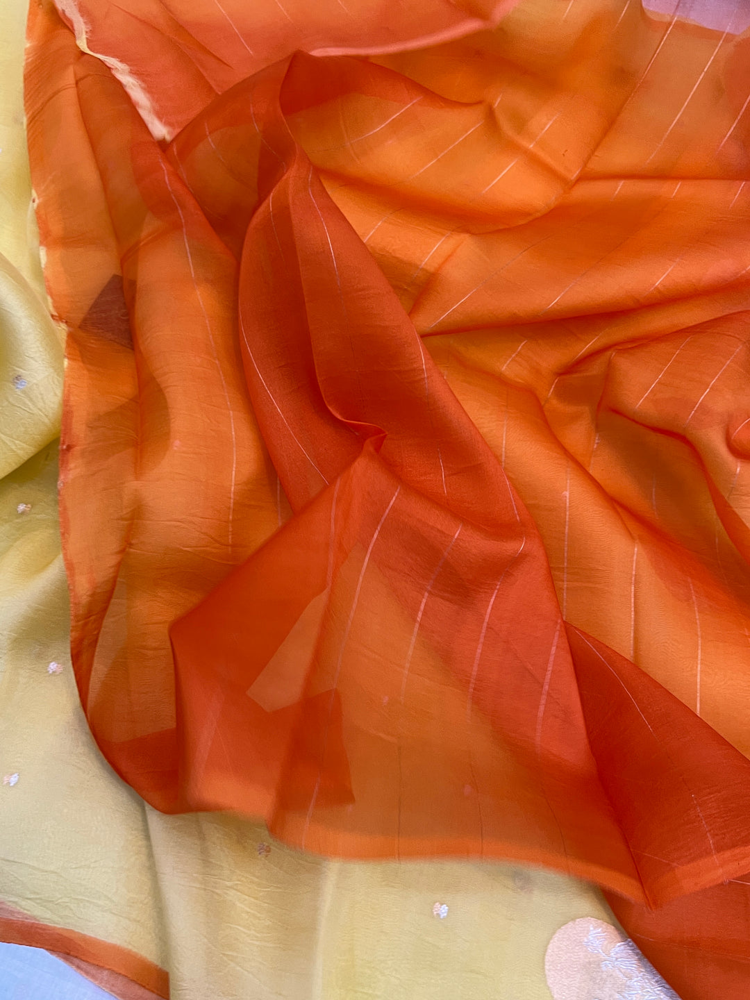 Summer yellow Pure Kora Silk Handloom Banarasi Saree