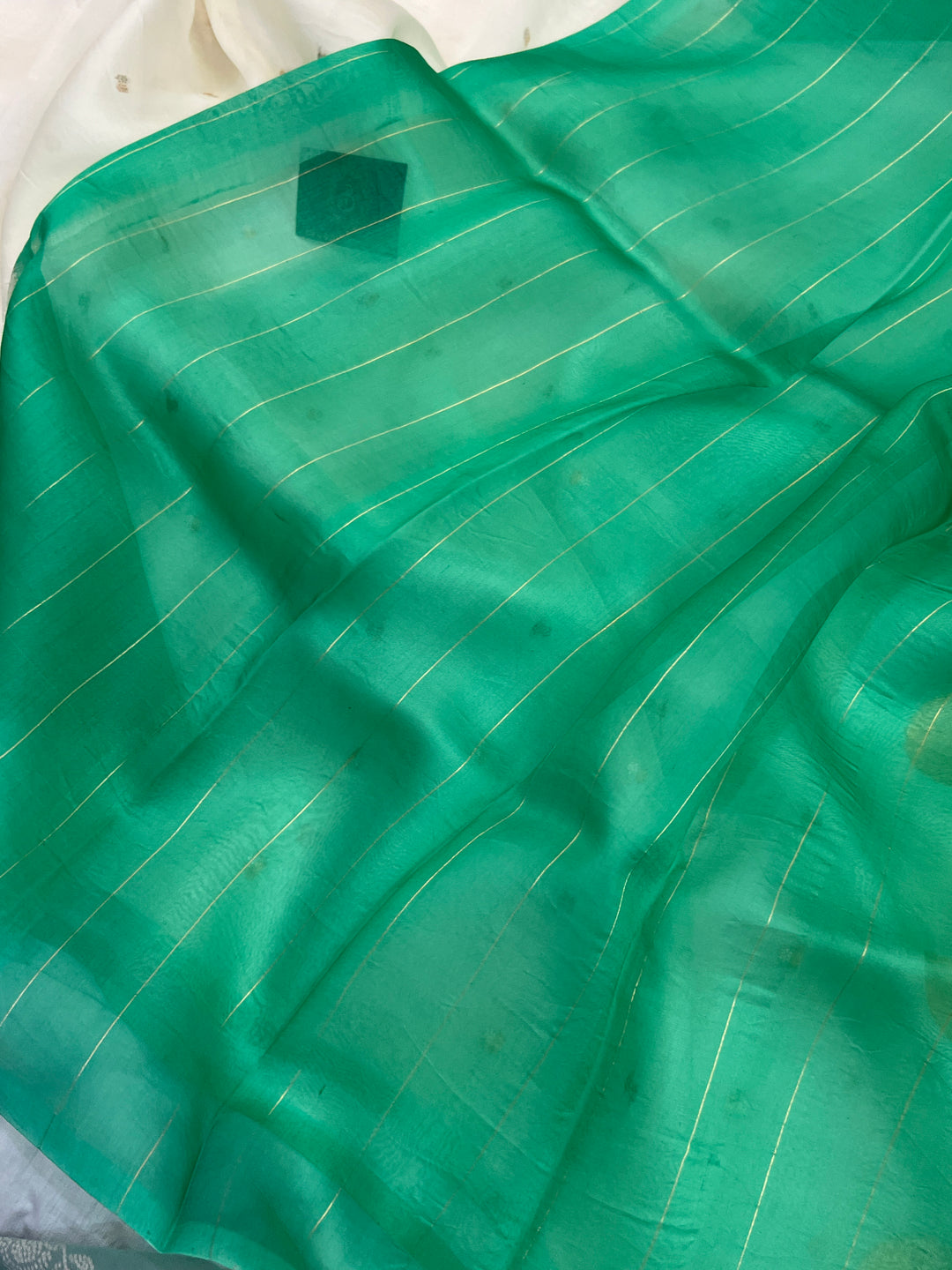 Off white Pure Kora Silk Handloom Banarasi Saree