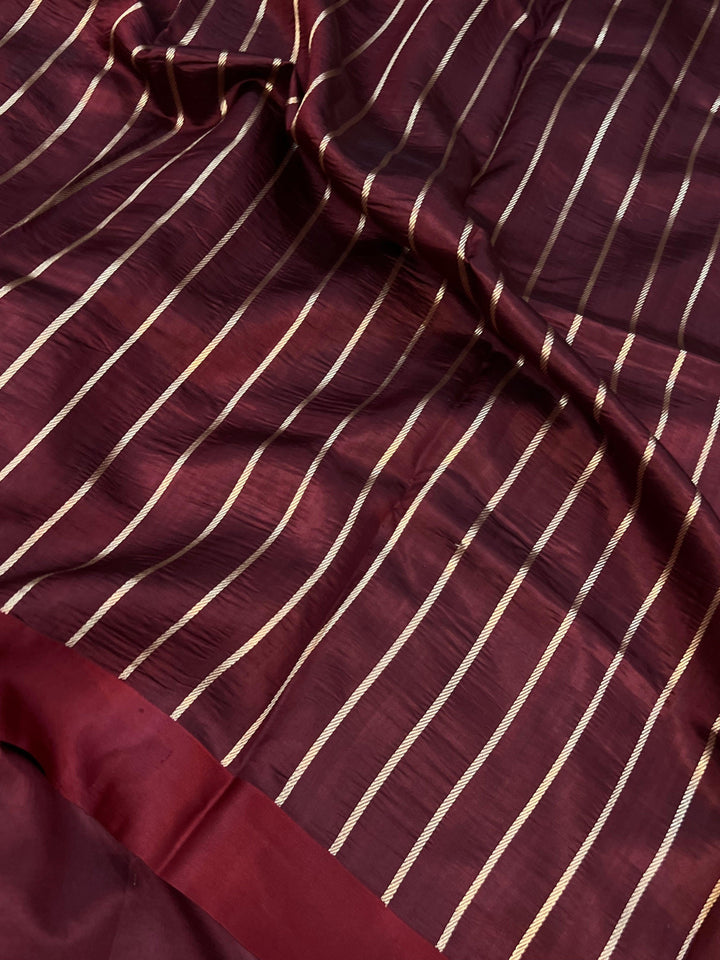 Maroon Pure Banarasi Handloom Silk Saree - Aura Benaras