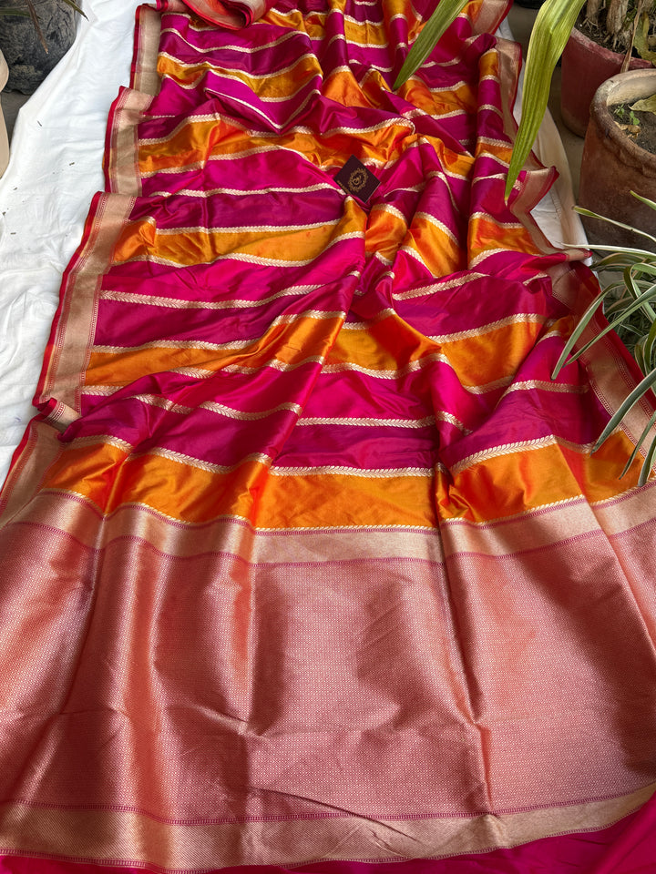 Pink Rangkaat Pure Katan Silk Banarasi Handloom Saree