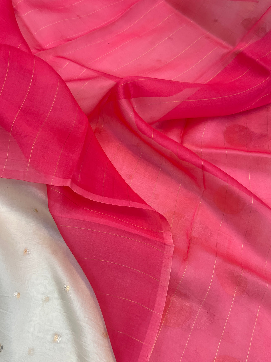 Off white Pure Kora Silk Handloom Banarasi Saree