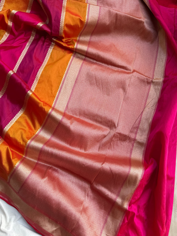 Pink Rangkaat Pure Katan Silk Banarasi Handloom Saree