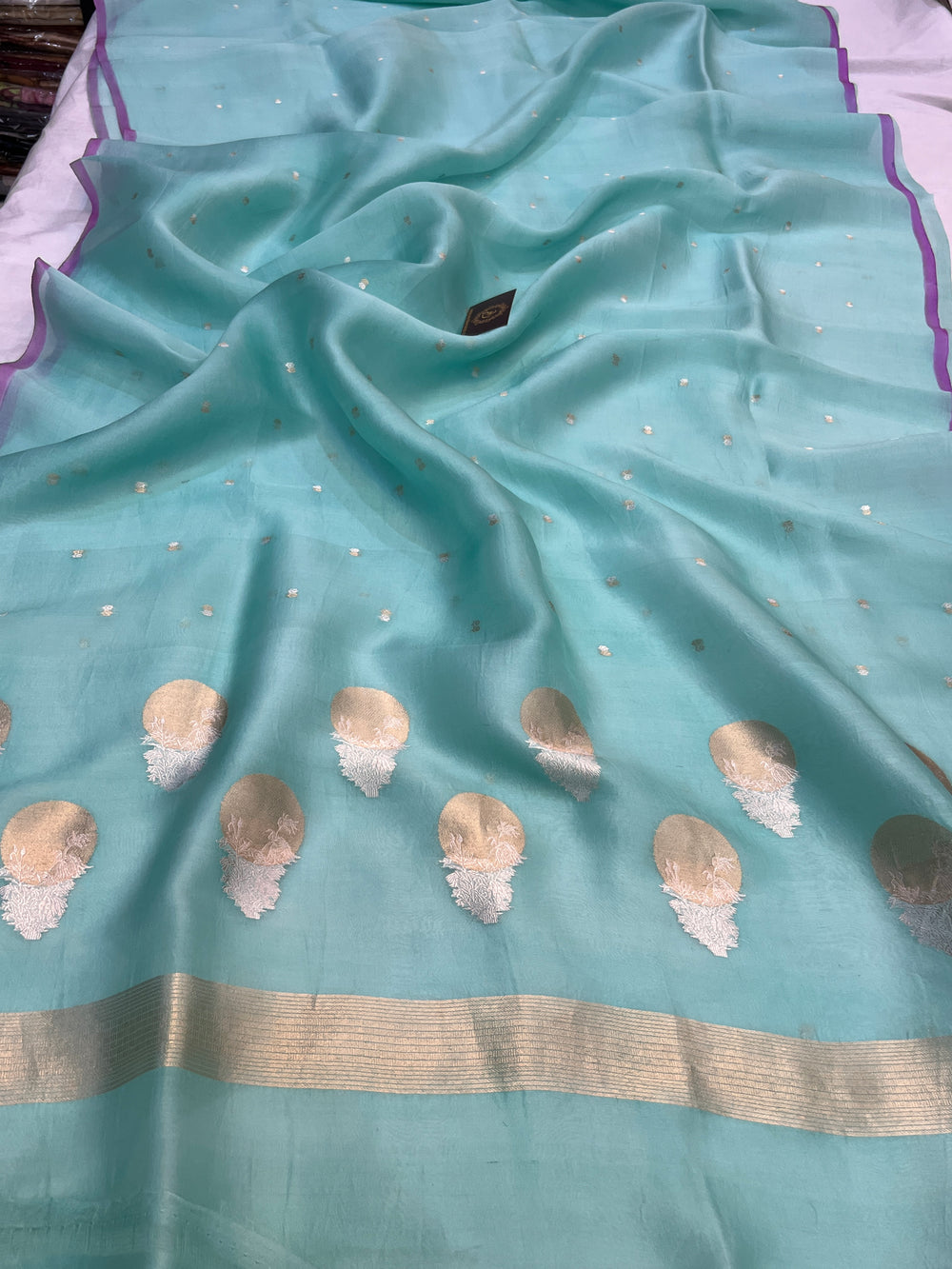 Blue Pure Kora Silk Handloom Banarasi Saree