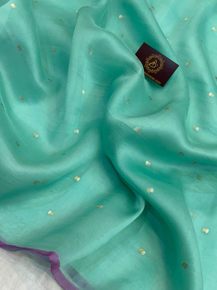 Blue Pure Kora Silk Handloom Banarasi Saree