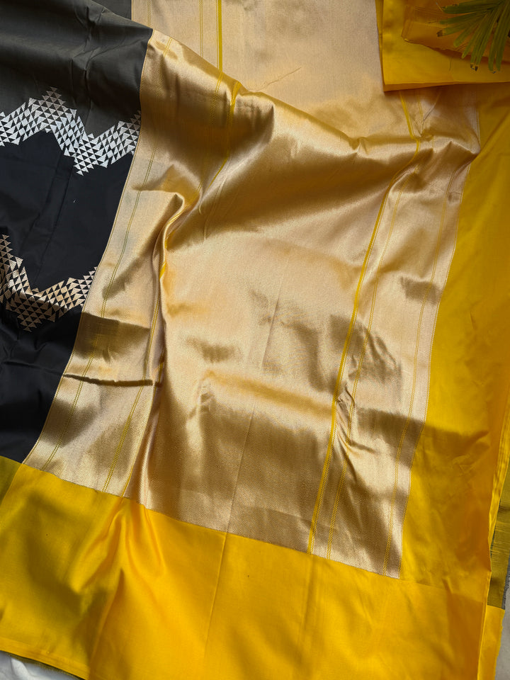 Black Designer Pure Katan Silk Banarasi Handloom Saree