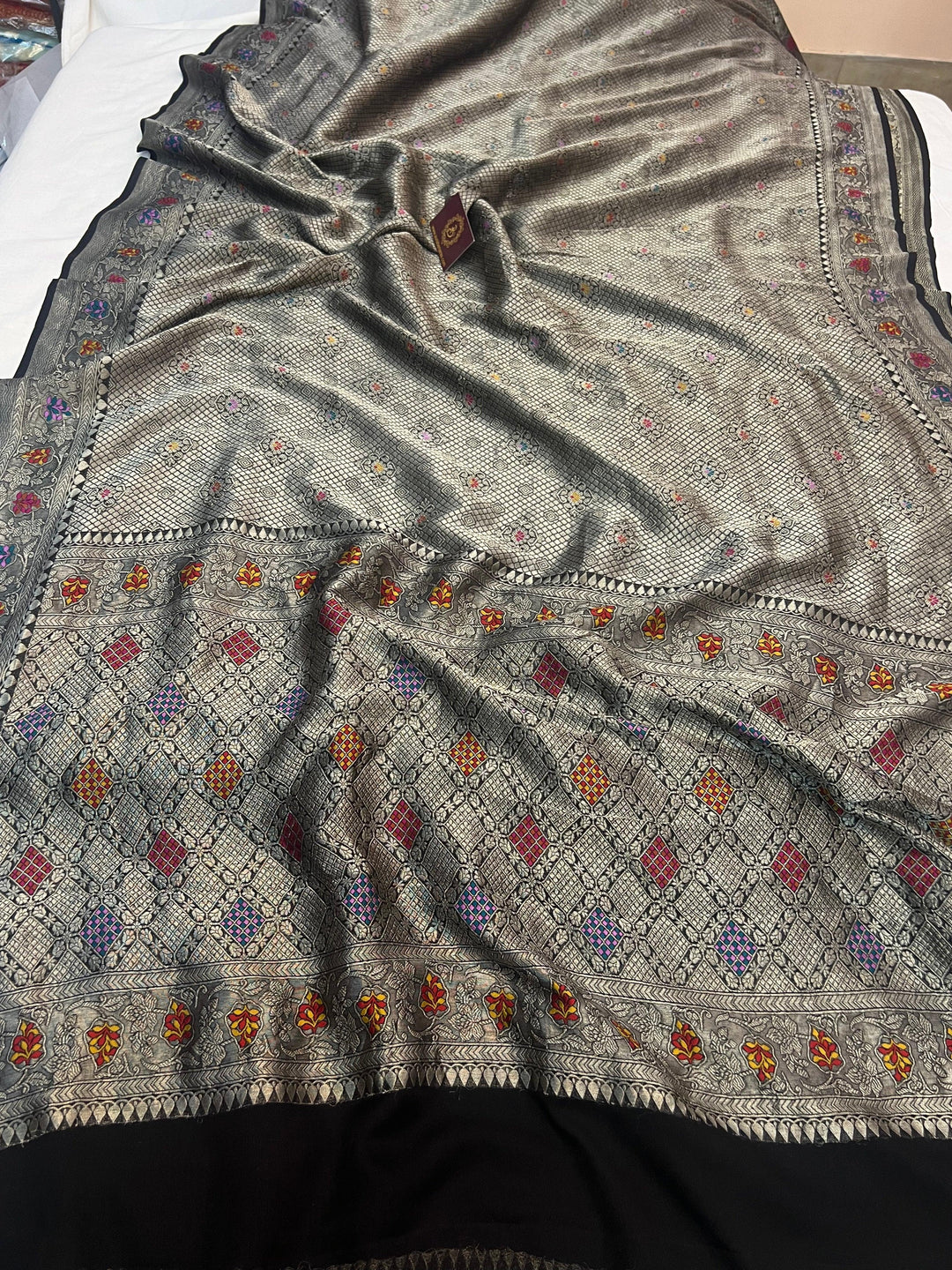 Black Pure Banarasi Handloom Khaddi Georgette Saree