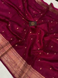 Maroon Pure Banarasi Handloom Silk Saree - Aura Benaras