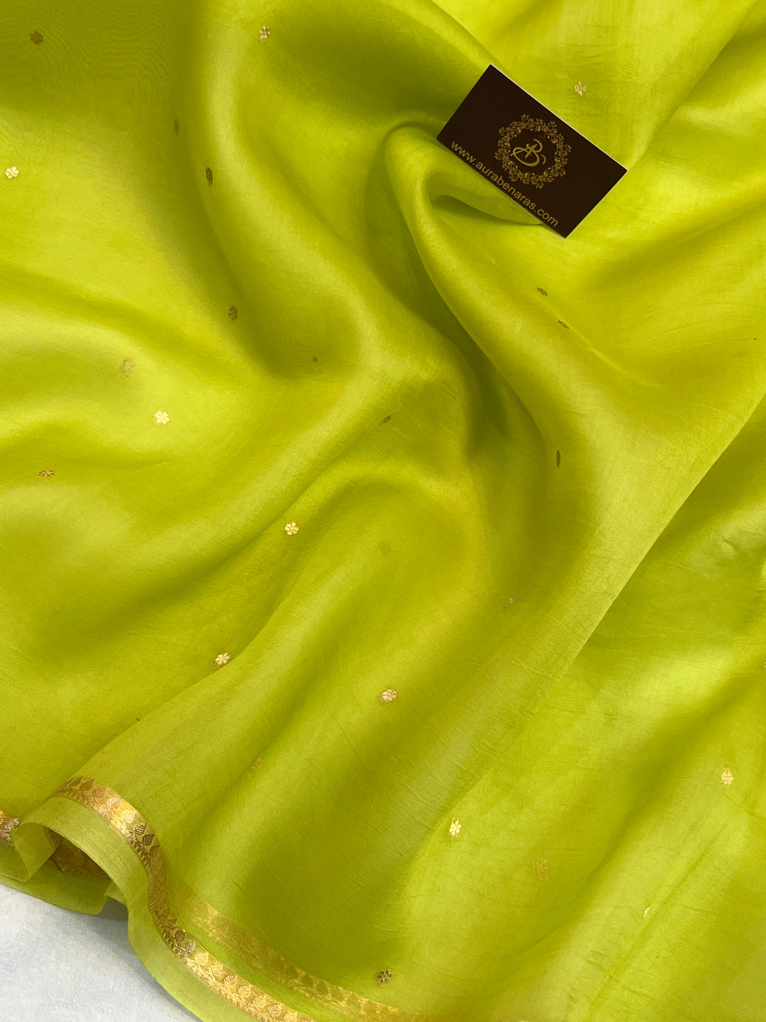 LIght Green Pure Kora Silk Handloom Banarasi Saree