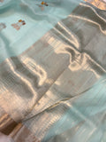 Pani Blue Pure Banarasi Handloom Silk Saree - Aura Benaras