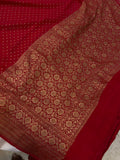 Maroon Pure Banarasi Khaddi Crepe Silk Saree - Aura Benaras