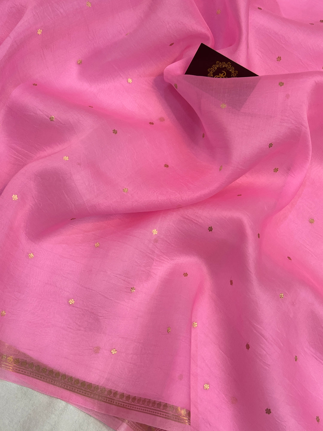 Baby Pink Pure Kora Silk Handloom Banarasi Saree