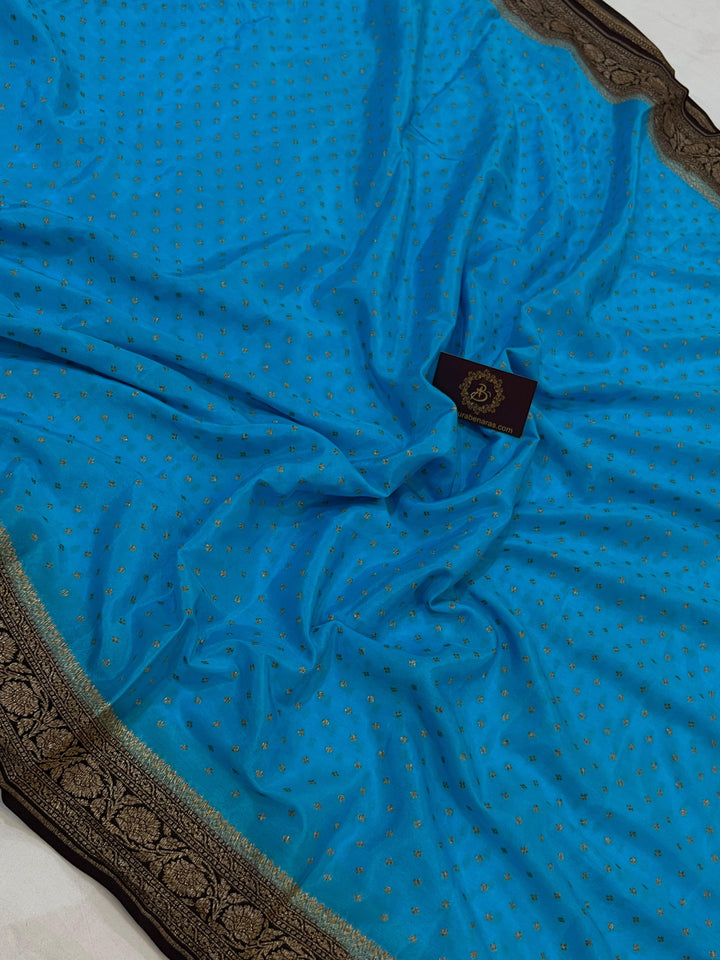 Blue Pure Banarasi Khaddi Crepe Silk Saree - Aura Benaras