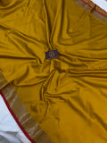 Mustard Yellow Banarasi Handloom Soft SIlk Saree - Aura Benaras