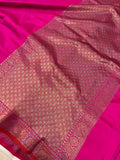 Rani Pink Banarasi Handloom Soft SIlk Saree - Aura Benaras