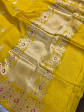 Yellow Pure Banarasi Handloom Silk Saree - Aura Benaras