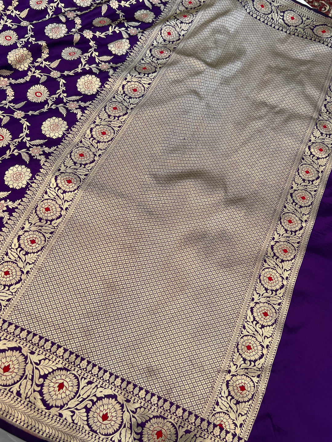 Purple Pure Katan Silk Handloom Saree | Aura Benaras