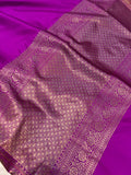 Purple Banarasi Handloom Soft Silk Saree - Aura Benaras