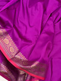 Purple Banarasi Handloom Soft Silk Saree - Aura Benaras