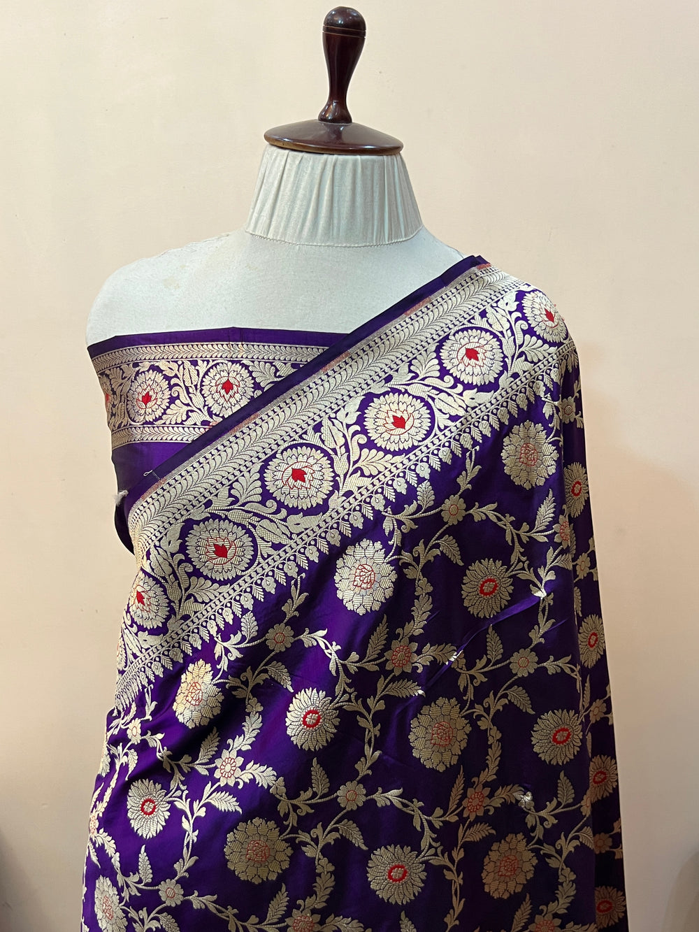 Purple Pure Katan Silk Handloom Saree | Aura Benaras