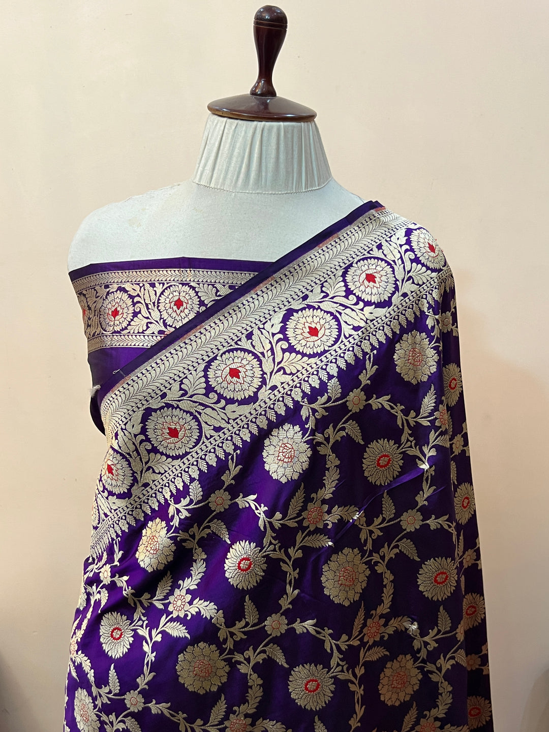 Purple Pure Katan Silk Handloom Saree | Aura Benaras